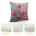 thumbnail image 4 of COMIO  Cute Dessert Throw Pillow Case Cushion Covers Ice Cream Donut Candy Cake Pattern with Pink Background for Couch Bed Sofa Car Waist, 4 of 5