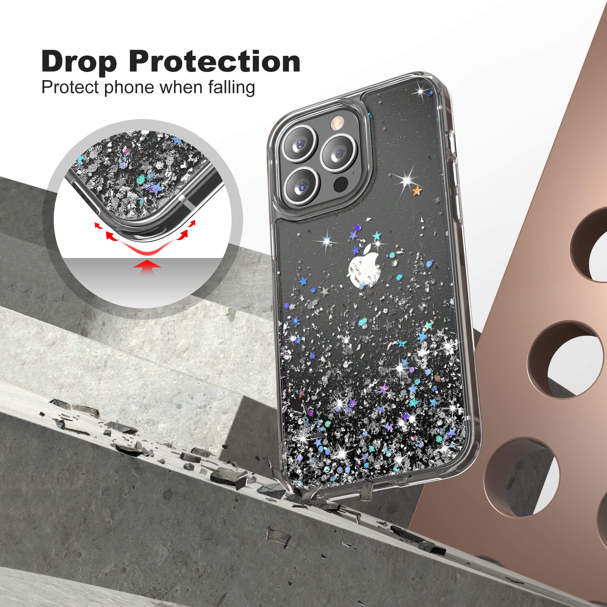 Clear Glitter Protective Phone Case - Fits iPhone® 14 Pro