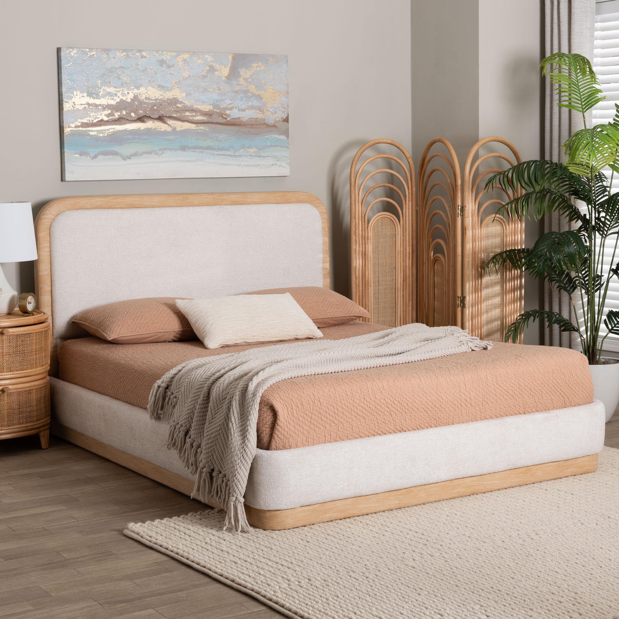 Baxton Studio Aiman Modern Platform Bed, Queen, Beige