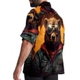 thumbnail image 3 of Vintage Bear Men's Short Sleeve Poplin Shirt, Casual Button Down Shirts, Printed Summer Beach Shirt, Unisex Casual Button Down Top, 3 of 6