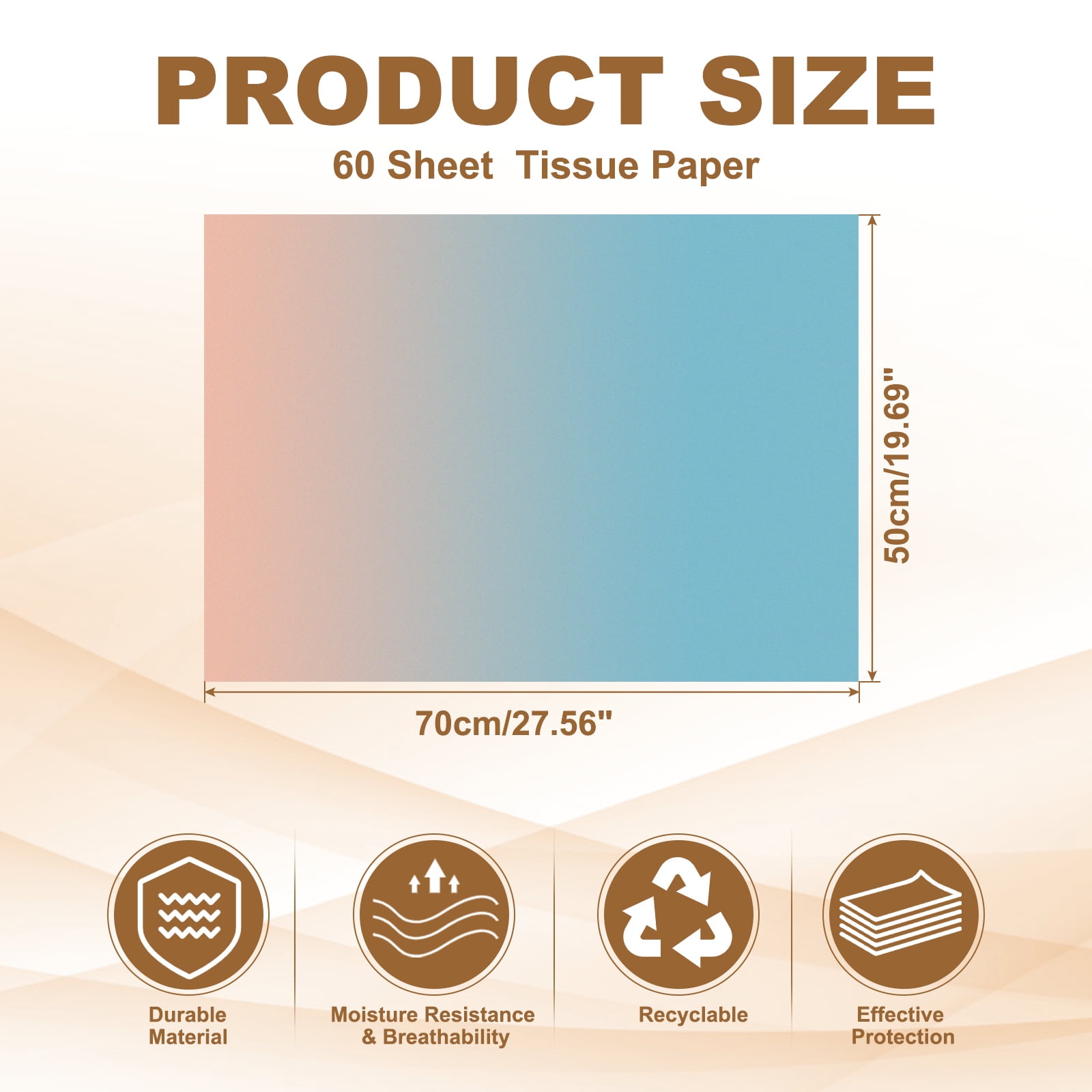 Uxcell 60 Sheets Colored Tissue Paper Bulk for Gift Bags, 27.6x19.7" Blue Pink Gradient Assorted Color Wrapping Paper for Craft Holidays Christmas Birthday Wedding Filler Flower Decor