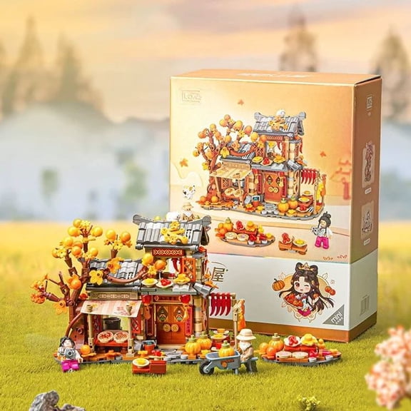 Autumn Drying House Mini Building Block Set - Autumn Drying House Model Building Block Series Set of 962 pieces