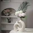 thumbnail image 3 of Modern XL Beige Ceramic Vase Set of 2 for Modern Home Decor, Eclectic Entryway, 3 of 6
