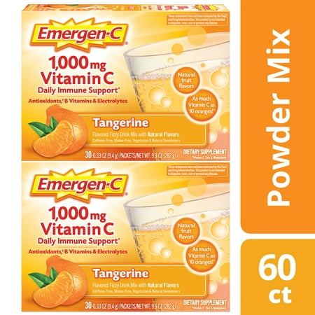 Emergen-C Vitamin C Drink Mix, Tangerine, 1000mg, 60 (Best Vitamins For Acne)