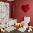 thumbnail image 6 of Shower Curtain Sets with Rugs 4 Piece Bathroom Decor Set with Non-Slip Rugs Toilet Lid Cover and Bath Mat, Home Bathroom Shower Curtain Set with 12 Hooks (Not 3D), 6 of 6