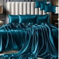 thumbnail image 1 of Juego De Sábanas Matrimonial De Satín Lujosas Modelo Azul Eléctrico, 1 of 4