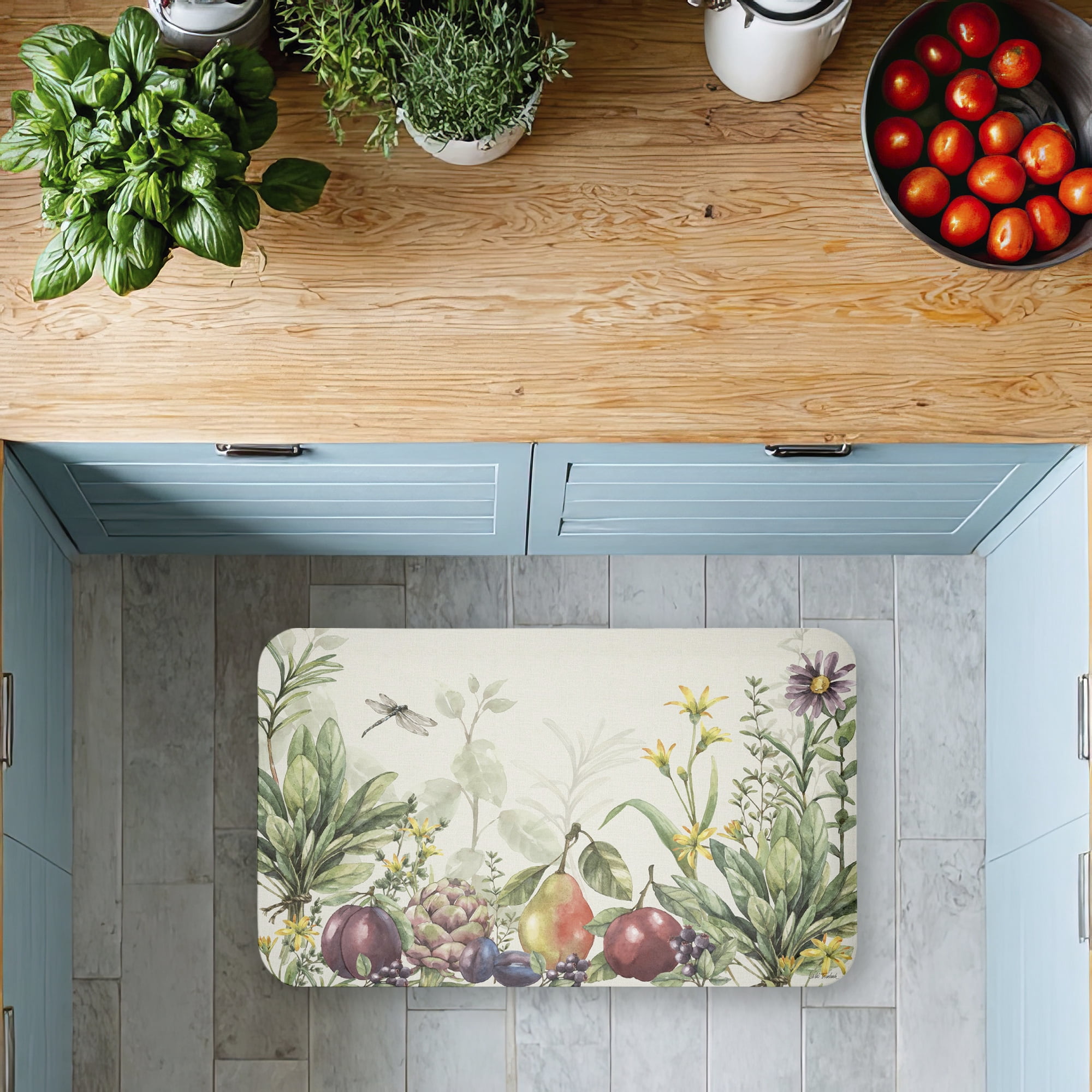 Stupell Industries Illustrated Garden with Dragonfly Printed Anti-Fatigue Floor Mat, design by Leslie Trimbach