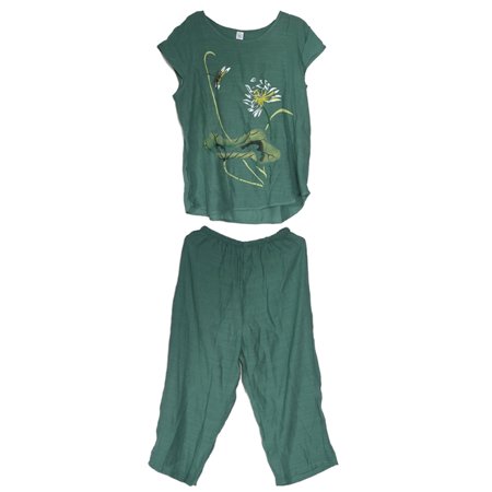 

Dasbsug Womens Summer Plus Size Pajamas Set Chinese Lotus Floral Print Short Sleeve Tops