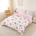 thumbnail image 3 of Erosebridal Pink Strawberry Queen Duvet Cover Set for Girls, Colorful Flower Floral Bedding, Pink Reversible 3 Pieces, 1 Duvet Cover and 2 Pillowcases, No Comforter, 3 of 6