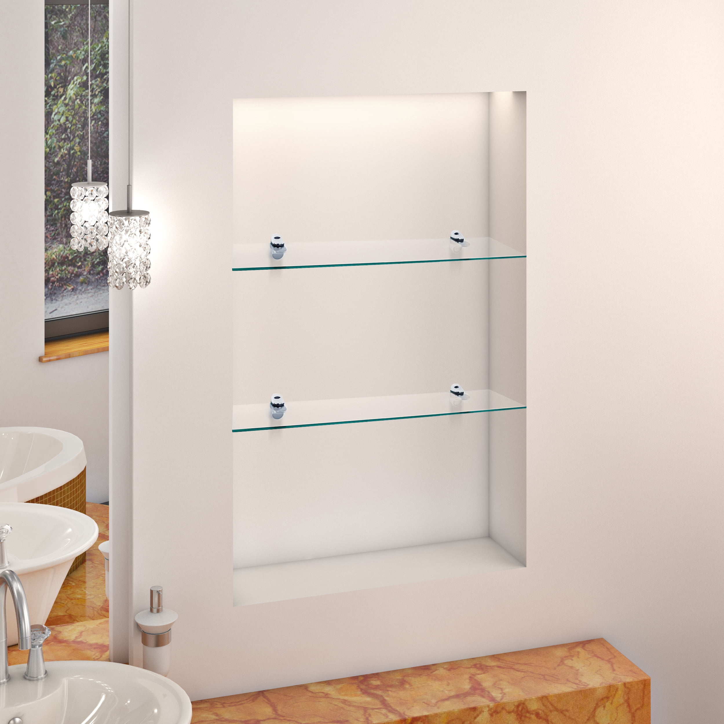 Danya B Glass Floating Shelves - Set of 2