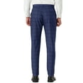 thumbnail image 3 of Unique Bargains Men's Slim Fit Plaid Business Pants Trousers with Pockets 32 Navy Blue, 3 of 7