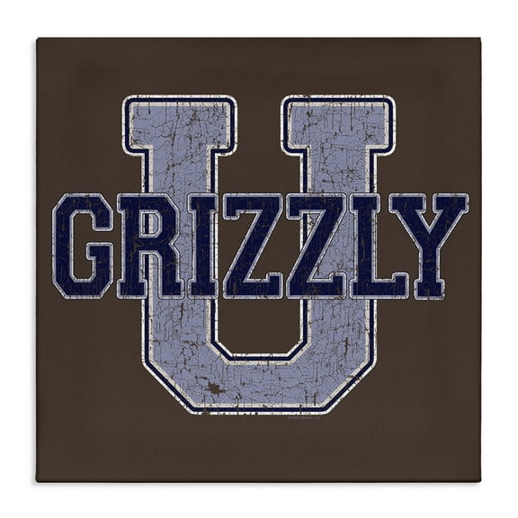 Stupell Industries Grizzly U College University Novelty & Humor Painting Wrapped Canvas Art Print Wall Art, 17 x 17