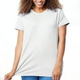 thumbnail image 1 of Hiiyo T-Shirt pour Femme Grande Taille Uni à Manches Courtes Col Ras du Cou T-Shirt d'Été Décontracté, Blanc XXXXXL, 1 of 3