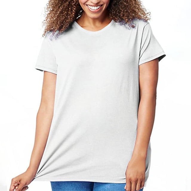 Hiiyo T-Shirt pour Femme Uni à Manches Courtes, Col Ras du Cou, T-Shirt d'Été Décontracté, Tailles TG