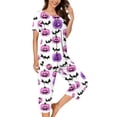 thumbnail image 6 of JOANKDMI Women's 2 Piece Sleepwear Set Cute Pumpkin and Bat Print Short Sleeve Pajamas with Pockets Cozy Loungewear Apparel for Trick-or-Treating and Indoor Halloween Carnival, S-3XL, 6 of 6