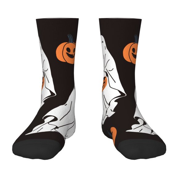 Honeii Halloween Ghosts And Pumpkins Print Children's Colorful Socks,Unisex Kids and Toddlers' Cushioned Sock,Kids Athletic Crew Socks,for Everyday Wear and Sports