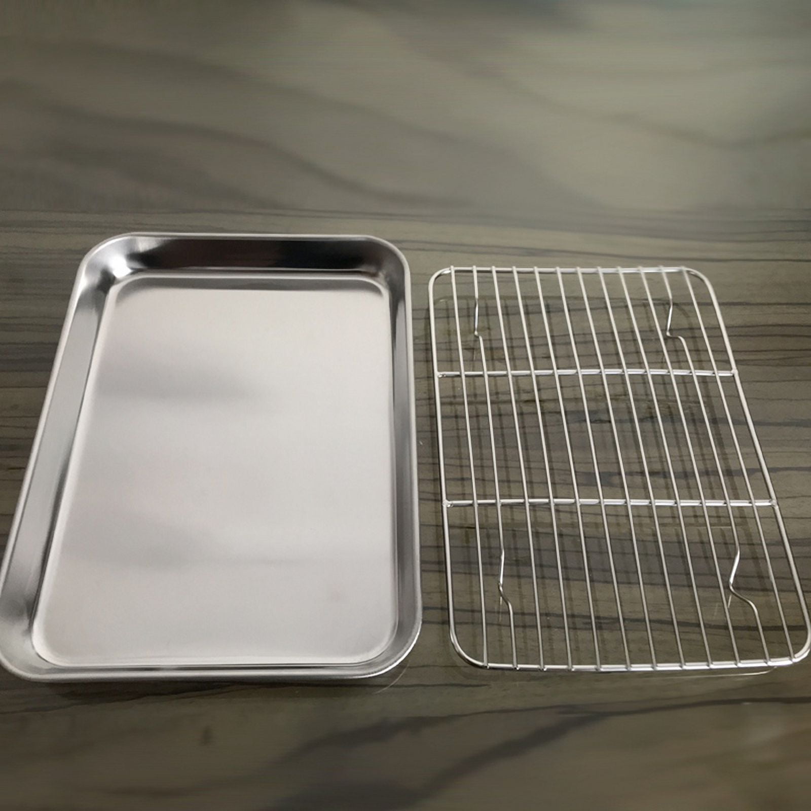 Baking Sheet and Rack Set, E-far Stainless Steel Rimmed Cookie Sheet Baking  Pans Toaster Oven Tray with Cooling Rack, Non Toxic & Healthy, Rust Free 