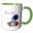 Green/White, variant on 3drose, Cute Image of a Rocket with Astronaut, 11oz Two-tone Blue Mug