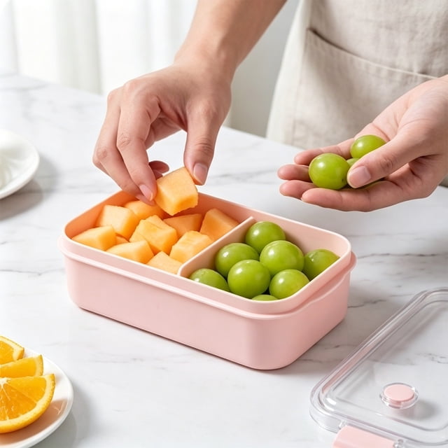 Usloyux Boîte à Lunch à Cadre, Boîte de Conservation Scellée de Qualité Alimentaire, Contenant de Rangement pour Fruits Style Bento, Boîte à Lunch Chauffable au Micro-Ondes, Boîte Portable de Pique-Nique pour Bureau, École, Plein Air, Voyage