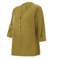 thumbnail image 7 of WTXUE Women's Shirt Cotton Linen Button V Neck Tunic Shirts 3/4 Sleeve Tops Tunic Blouses Vacation Tops V Neck Casual Loose Fit Blouses Work Blouses Plus Size Tops Tunic Tops Soft Shirts Yellow Xxl, 7 of 7
