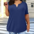 thumbnail image 2 of Uaswgudfs Women's Plus-Size Casual V-Neck Short Sleeve Blouse​ - Slit Detail & Lightweight Fabric for Trendy Summer Tops Comfort, 2 of 5