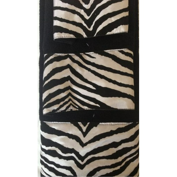 3 Piece Bath Towel Set Black White Zebra Print Wash Had and Bath Towel