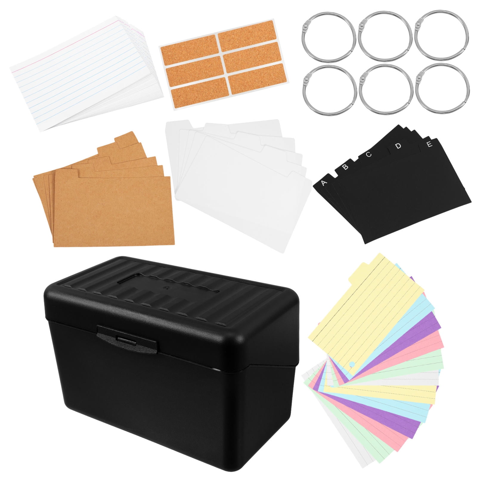 OULII 1 Set Flash Card Holders Plastic Index Card Holders Card Organizer Index Card Box Recipe Card Box Business Card Organizer with Divider for Home Office