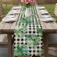 thumbnail image 4 of Green Monstera Leaves Table Runner 90 Inches, Black Check Tropical Summer Botanical Bed Runner Dresser Scarves Tabletop for Indoor Outdoor Parties/Ceremony/Banquet, 13" x 90", 4 of 9
