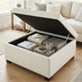 thumbnail image 3 of Noble House 34.25'' Large Square Ottoman Coffee Table,Beige, 3 of 10