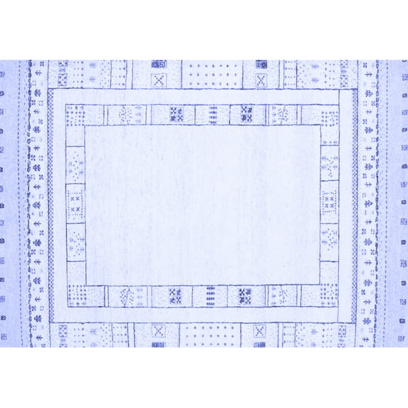 Ahgly Company Machine Washable Indoor Rectangle Solid Blue Modern Area Rugs, 7' x 9'