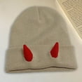 thumbnail image 3 of ZenCart Devil Horn Knitted Beanie Hat Winter Men Women Skull Hat with Horns Outdoor Skiing Cold Weather Warm Handmade Demon Horn Knitting Hat, 3 of 8