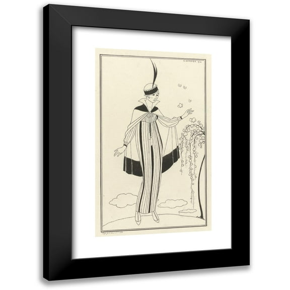 George Barbier 10x14 Black Modern Framed Museum Art Print Titled - Small Velvet Coat (1914)