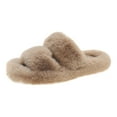 thumbnail image 3 of Women's Plush Slippers Soft Shoes Non Slip House Shoes Warm, Fashion with Two Band Open Toe Slides, Fuzzy for Girls Lady Women Indoor Outdoor 35, 3 of 8