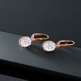 thumbnail image 4 of Gem Stone King 18K Rose Gold Plated Silver White Moissanite Leverback Dangle Earrings for Women (4.20 Cttw, Gemstone Birthstone, Oval 9X7MM), 4 of 5