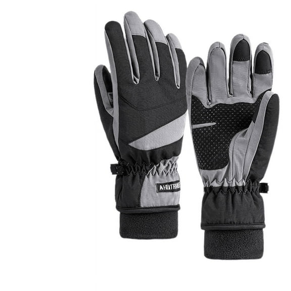 Yidarton Ski Gloves Winter Warm Men And Women Outdoor Plus Velvet Padded Sports Waterproof Gloves Touch Screen Riding Anti-skid Curved Fingers flexible L