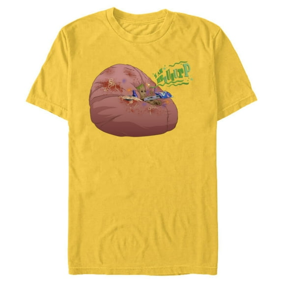 Marvel I Am Groot Guardians of the Galaxy Messy Pillow Burp - Short Sleeve Blended T-Shirt for Adults - Customized-Yellow