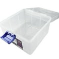 thumbnail image 3 of Clear Plastic Storage Box With Blue Plastic Top Handle And Latch -8.25 Inches Wide, 3 of 7