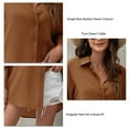 thumbnail image 6 of Women Button Down Shirt Turn Down Collar Three Quarter Sleeve Irregular Hem Pure Color Loose Fit Lady Blouse Caramel Color M, 6 of 7