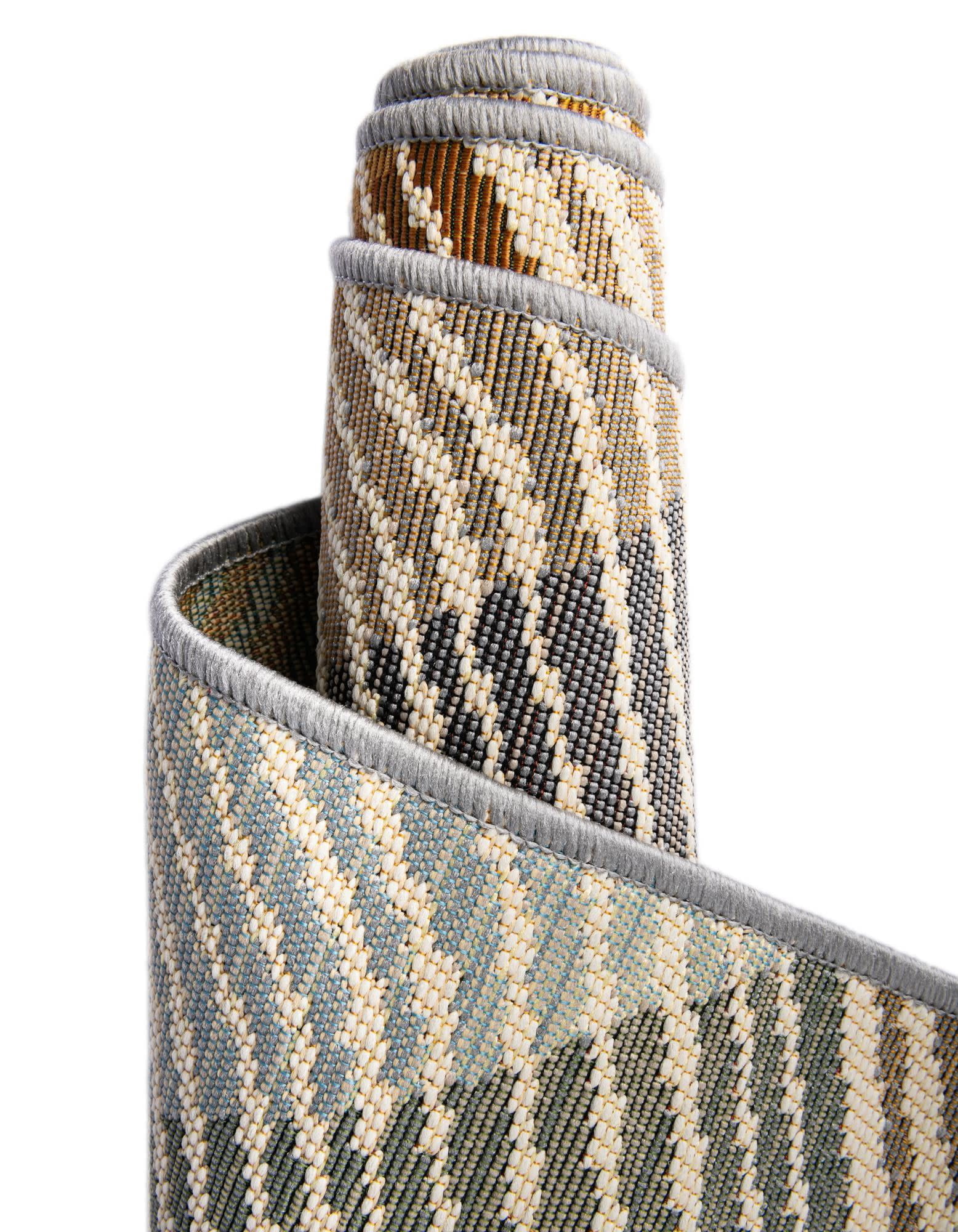 Unique Loom Outdoor Modern Collection Area Rug - Strata (5' 1" x 8' Rectangle Gray/Ivory)