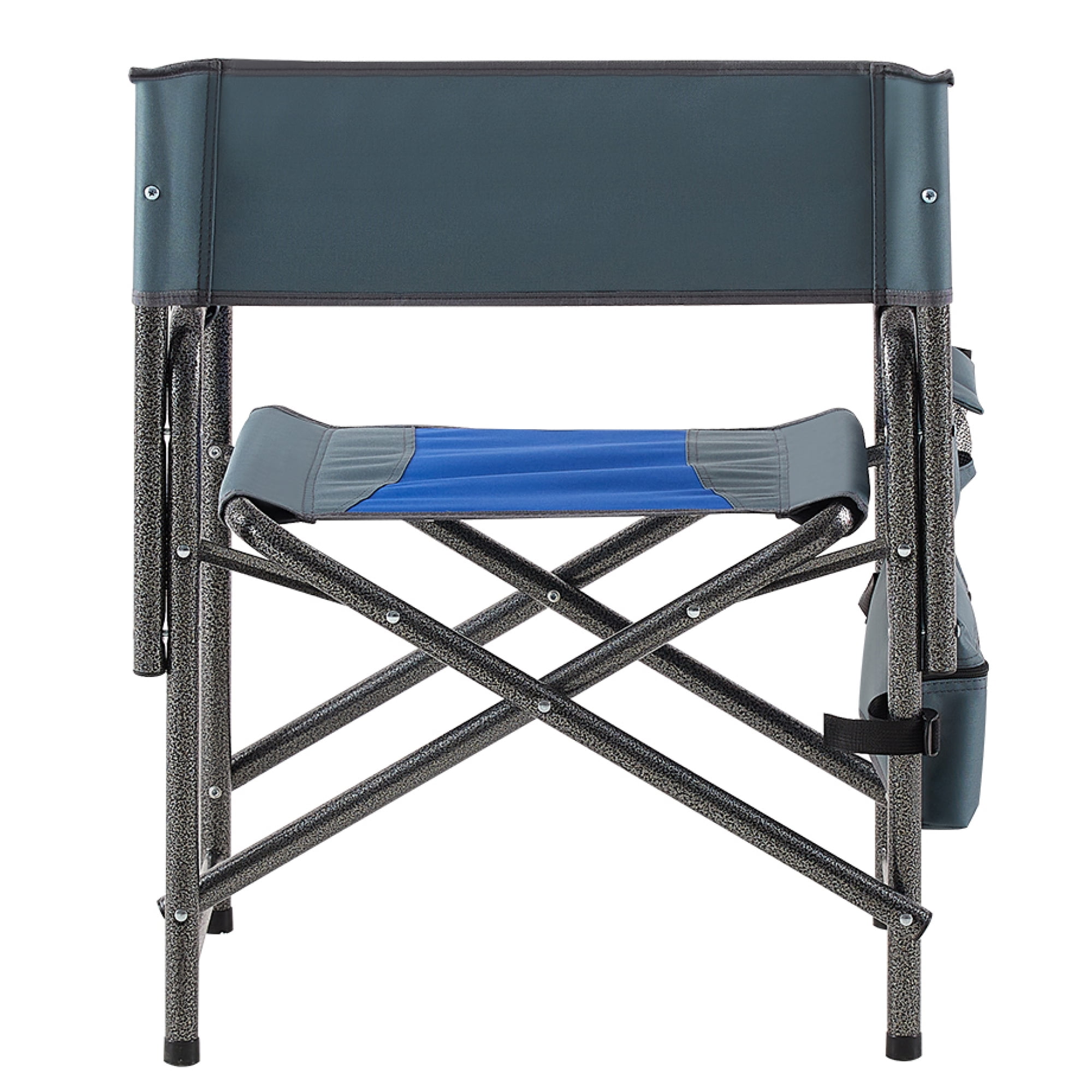 2 Pack Oversized Outdoor Folding Chair with Storage Pockets, Lightweight Camp Chair for indoor, Outdoor Camping, Picnics and Fishing, Blue+Grey