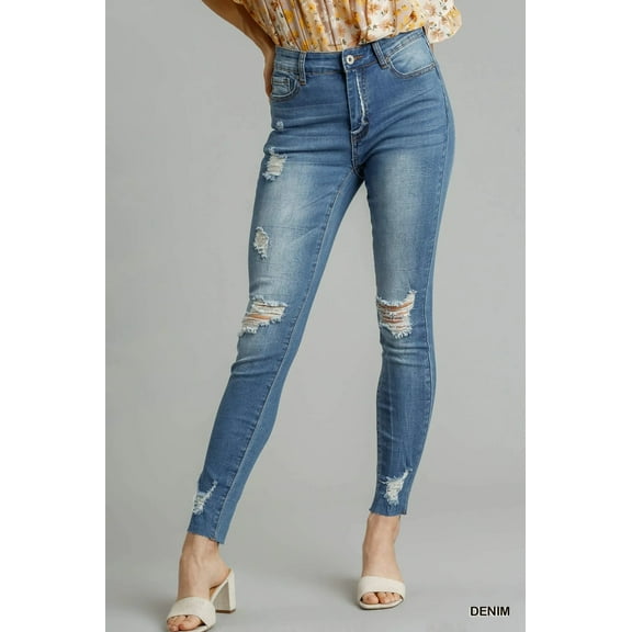 Umgee Distressed Skinny Jeans with Edge Detail