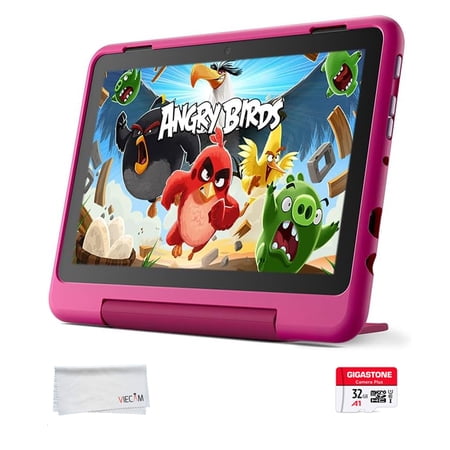 AZ_Fire_HD 8 Kids BLUE tablet (2022 Release)| 8" HD screen, 32GB + 32GB MicroSD + VIECAM Cleaning Cloth | 13-hr battery, slim case for older kids, ad-free content, parental controls