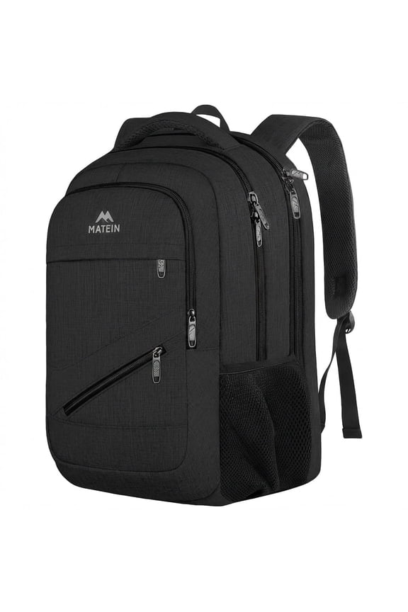 Travel Backpacks for Men Women, TSA Approved Carry on Work Backpack with Trolley Sleeve and Anti Theft Pocket, 30L Capacity, Black