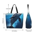 thumbnail image 5 of Pofeuu Ice Blue Ocean Cute Dolphin Print Reusable Grocery Bags - Washable, Foldable, Packable Tote, Large Handles, Heavy Duty, Zippered Top Pouch, 5 of 8