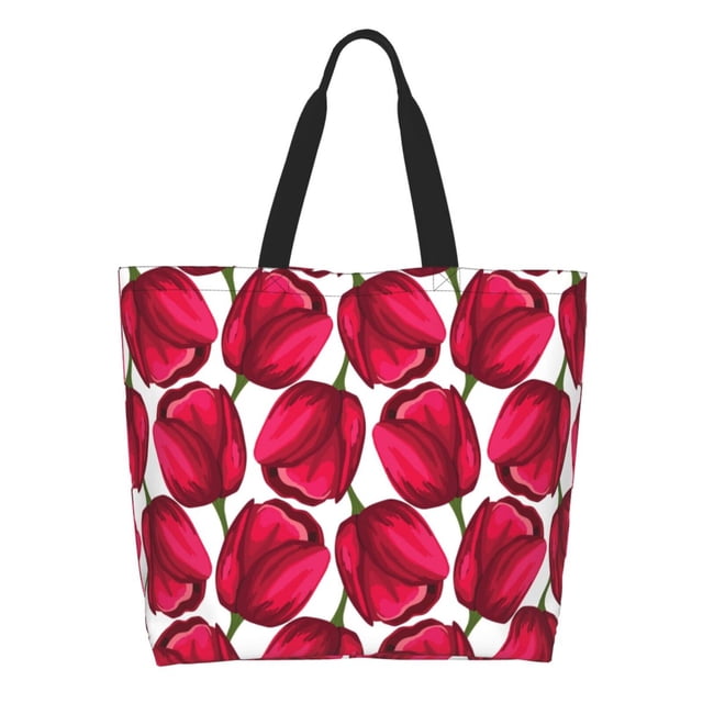 Disketp Tulips Flowers Bolsa Tote Estampada para Mujer, Bolso de Hombro y de Mano para Compras y Viajes
