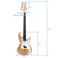 thumbnail image 4 of Fretless Electric Bass Guitar GP Bass Full Size 4 String for Experienced Bass Players with Wrench Tools, Burlywood, 4 of 10