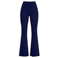 thumbnail image 6 of ClodeEU Women's High Waisted Stretchy Flare Leg Yoga Pants, Casual Solid Color Trousers with Pockets Navy,Women's Plus XXL, 6 of 8