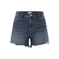 thumbnail image 5 of Time and Tru Women's Destructed Hem High Rise Denim Shorts, 4" Inseam, Sizes 0-20, 5 of 5