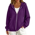 thumbnail image 2 of Full Zip Hoodies for Women Fall Winter Cute Comfy Plain Hooded Sweatshirts Trendy Casual Fashion Track Jacket with Pockets for Daily Wear, 2 of 5