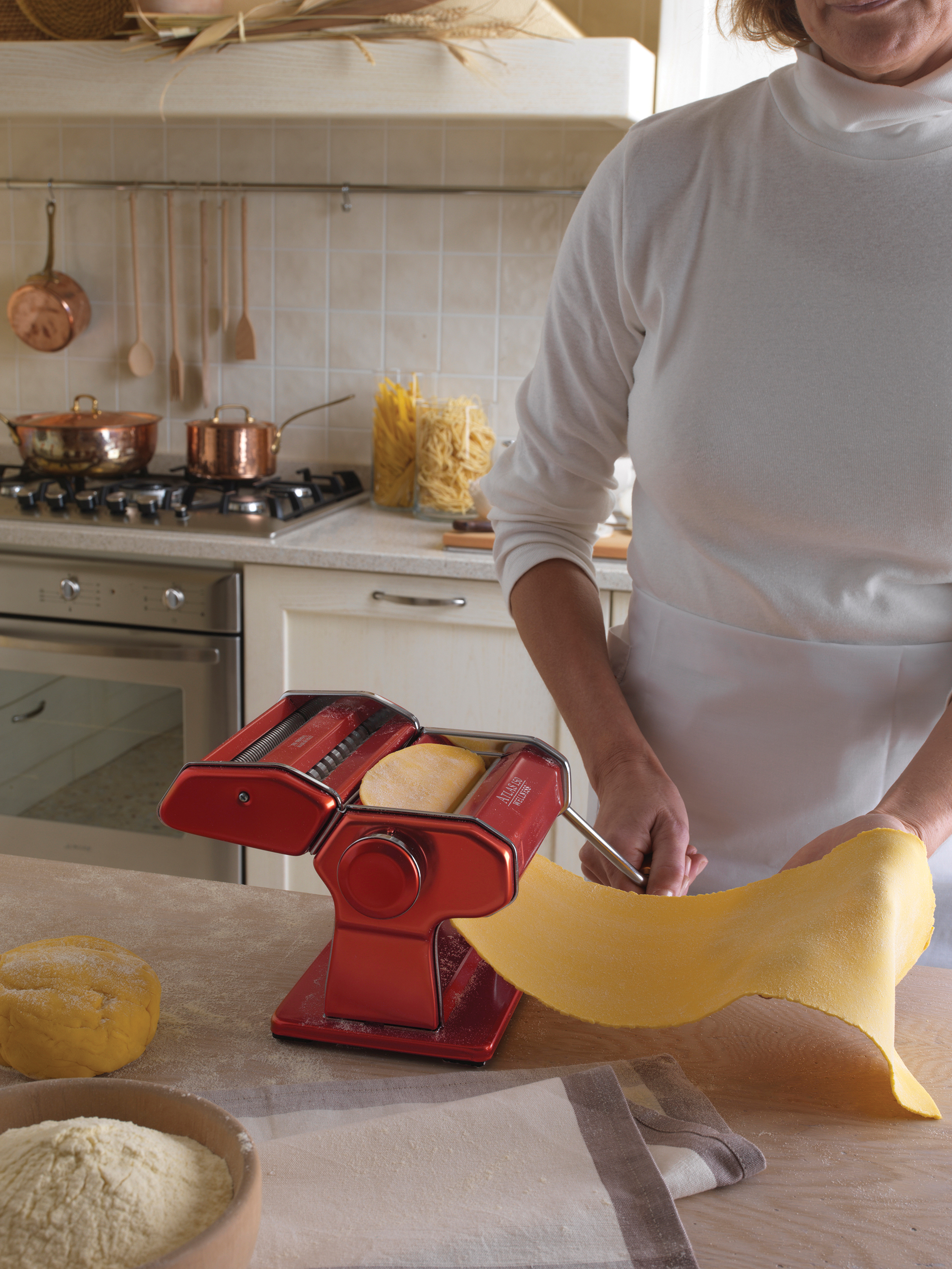 Marcato Atlas 150 Machine with Pasta Cutter, Hand Crank, and Instructions, Made in Italy, Red - image 3 of 3